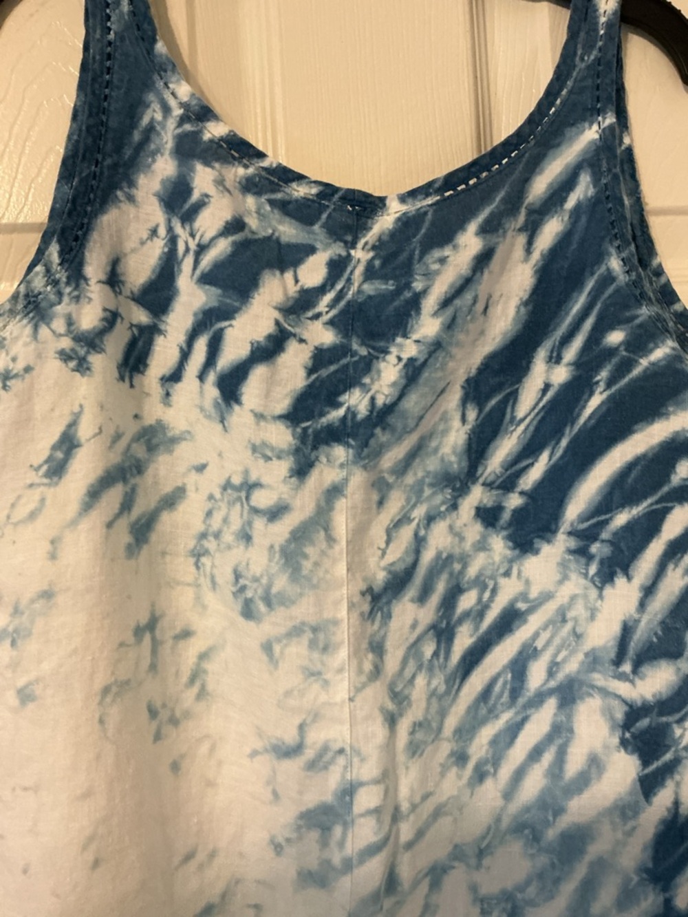 Citron Bleu Blue Tie Dye Tank Top Linen Relaxed Boho M - Picture 9 of 11